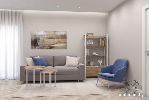 Стеллаж Hype Mebel Стандарт Люкс 50x200 (белый/дуб галифакс натуральный)