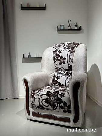 Интерьерное кресло Асмана Анна-1 (цветок крупн коричневый/рогожка)