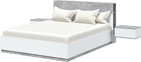 Комплект мебели для спальни Интерлиния Quartz-16 (белый платинум/бетон)