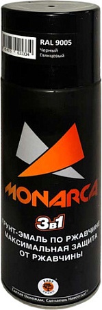 Грунт-эмаль Monarca По ржавчине 3 в 1 RAL 9005 0.52 л (черный глянцевый)