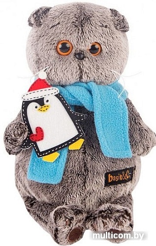 Мягкая игрушка Basik & Co Басик в шарфике и с пингвином (19 см)