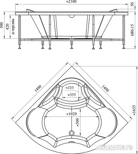 Ванна Radomir Сандра 149x149