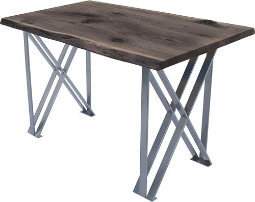 Кухонный стол Buro7 Призма 110 (с обзолом и сучками, дуб мореный/серебро)