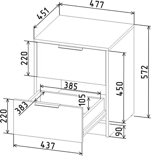 Комоды, тумбы Интерлиния Концепт КТ-ТК1-57 (серый/дуб золотой)