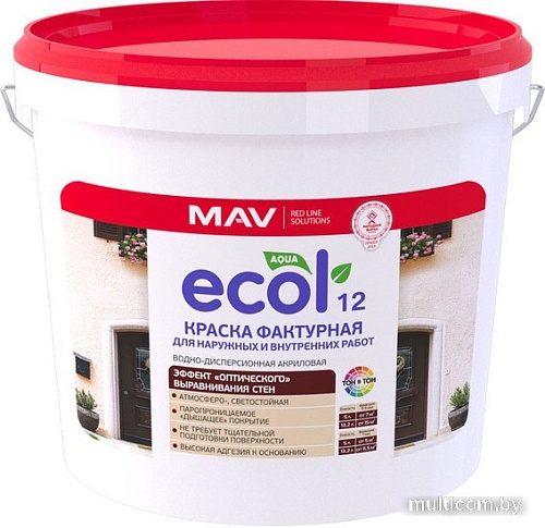 Краска Ecol 12 фактурная ВД-АК-1312 15 кг (белый)