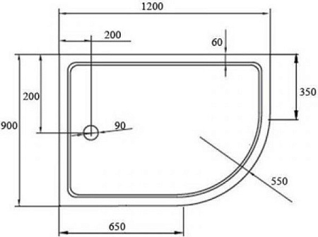 Душевой поддон Cezares TRAY-S-RH-120/90-550-13-W-L