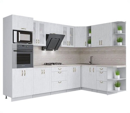 Готовая кухня Интерлиния Мила Крафт 1.88x3.0 правая (дуб полярный)