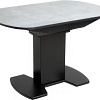 Кухонный стол Аврора Корсика стекло 120-151.5x80 (мрамор серый 12/черный)