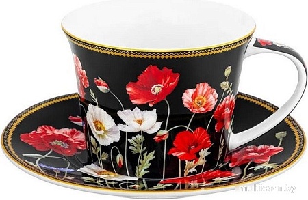 Набор чашек Elan Gallery Маки на черном New Bone China 420673_2