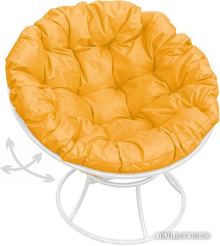 Кресло M-Group Папасан пружинка 12040111 (белый/желтая подушка)