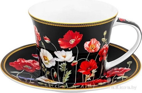 Набор чашек Elan Gallery Маки на черном New Bone China 420673_2