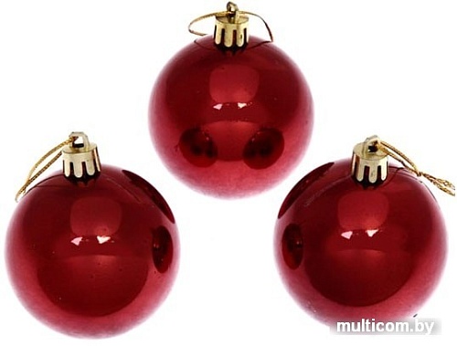 Елочная игрушка Серпантин Глянец шар 6 см 3 шт (темный рубин) 201-0835