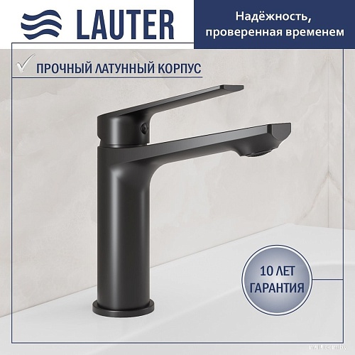 Умывальник Lauter 21441A + Sky 21СК533BS с сифоном 21635B (черный матовый)