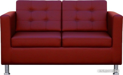 Диван Brioli Дилли клетка двухместный (экокожа, L16 вишневый)
