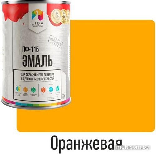 Эмаль LIDA ПФ-115 1 л (оранжевый)