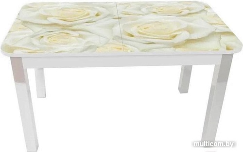 Кухонный стол Solt Рита 3с №164 (кромка белая/царга белая/ноги квадратные белые)
