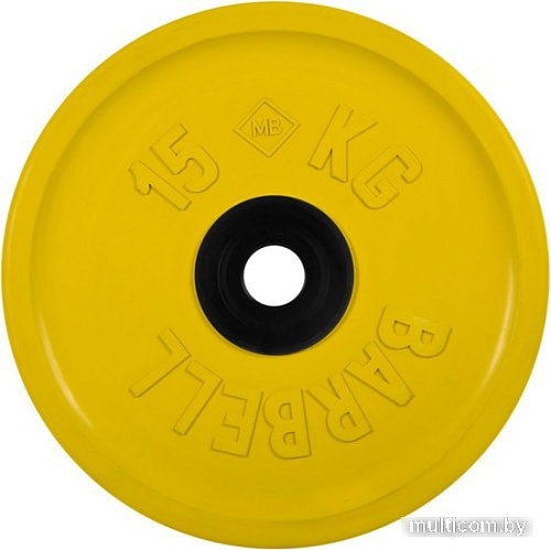 Диск MB Barbell Евро-классик 51 мм (1x15 кг, желтый)
