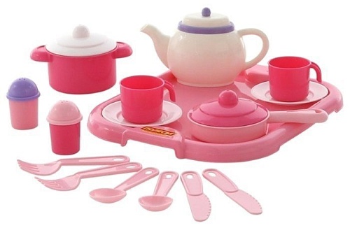 Набор игрушечной посуды Полесье Настенька с подносом на 2 персоны 3940