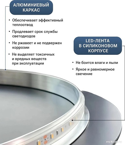 Зеркало с подсветкой eMZe Smartphone 45x77 LED.UV.SMART.45.77.AUR (золото с УФ-окантовкой и подсветкой)