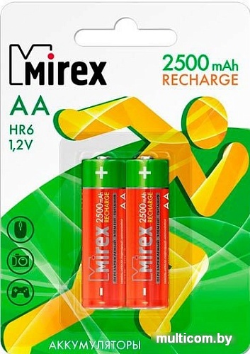 Аккумуляторы Mirex AA 2500mAh 2 шт HR6-25-E2