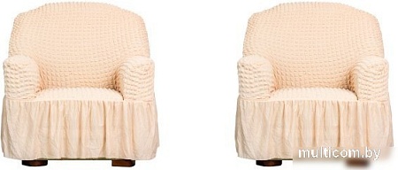 Комплект чехлов для дивана и кресла Софатэкс Стандарт КПО-5 (с оборкой ваниль)