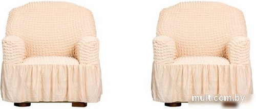 Комплект чехлов для дивана и кресла Софатэкс Стандарт КПО-5 (с оборкой ваниль)