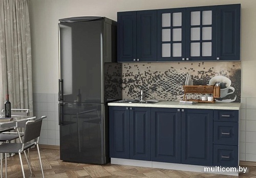 Готовая кухня Интерлиния Мила Деко 1.7А (индиго/индиго/опал светлый)