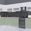 Готовая кухня Интерлиния Мила Матте 1.5x3.6 Б правая (белый-мята-опал светлый)