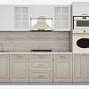 Готовая кухня Интерлиния Мила Деко 3.4 (белый-луна-травертин серый)