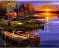 Алмазная мозаика Darvish Домик у озера на закате DV-9516-9