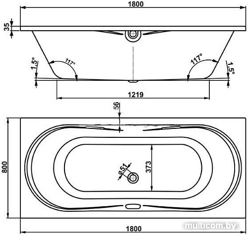 Ванна VagnerPlast Briana 180x80