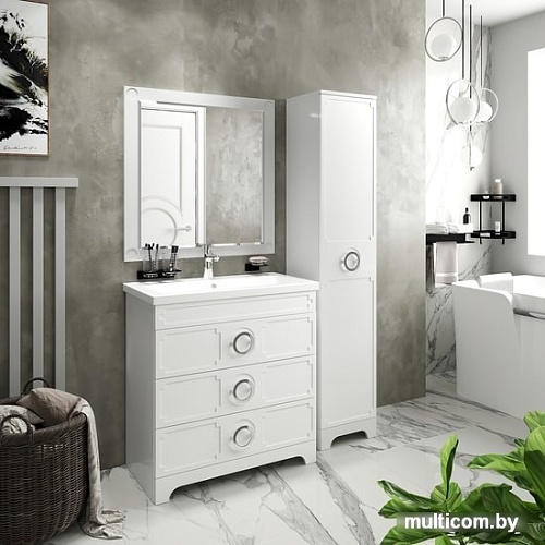 Мебель для ванных комнат Misty Лейла-80 с 3 ящ. белая Пр-Лей01080-013Я