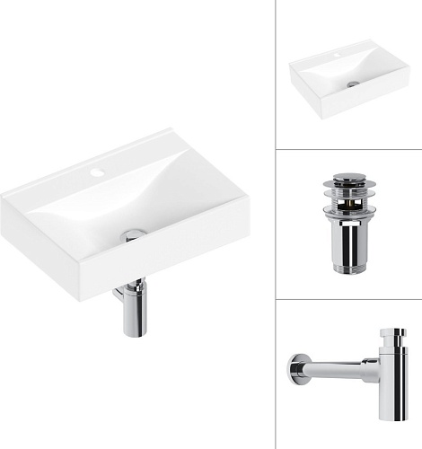 Умывальник Lauter 21887B + клапан 21190CH + сифон 21635CH (хром)