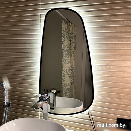 Зеркало eMZe 50x90 LED.UV.NF.50.90.CHE.SW.4K (черный УФ-окантовкой и подсветкой)