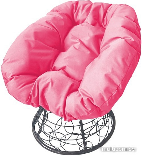 Кресло M-Group Пончик 12320308 (серый ротанг/розовая подушка)