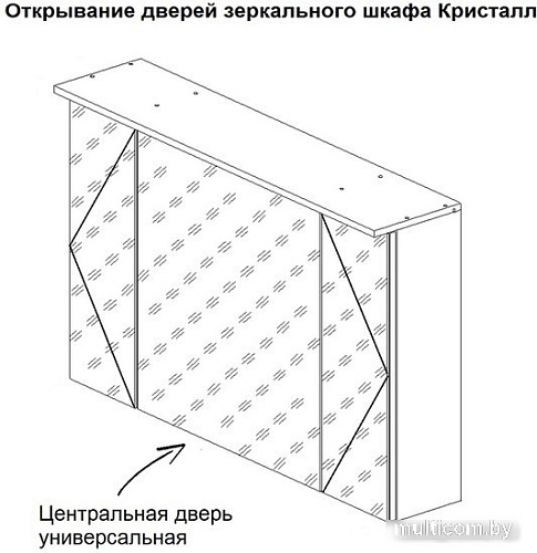 Бриклаер Шкаф с зеркалом Кристалл 95 (софт графит)