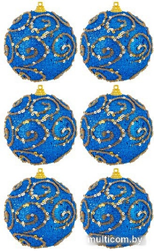 Елочная игрушка Elan Gallery Вензеля 970098 (6 шт, синий)