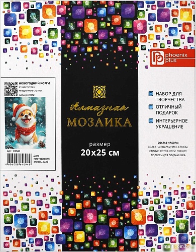 Алмазная мозаика Феникс+ Новогодний корги 70842