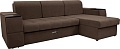 Диван Сириус Лидер-13 с оттоманкой ППУ 285x165 (Eva 27 велюр коричневый)