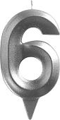 Свеча для торта Мультидом Грань Цифра 6 МС5-26 (хром)