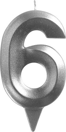 Свеча для торта Мультидом Грань Цифра 6 МС5-26 (хром)