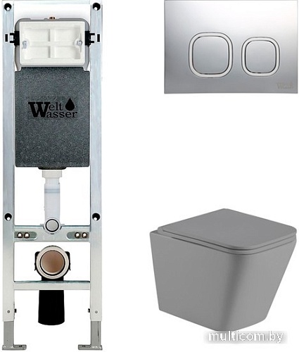 Унитаз WeltWasser Gelbach 004 MT-GR + Amberg 350 ST + Amberg RD-MT CR (серый матовый/хром матовый)