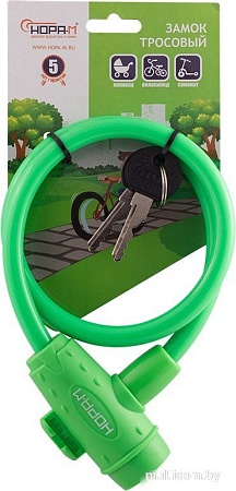 Тросовый велосипедный замок Нора-М №33 (ф8x800мм, зеленый)
