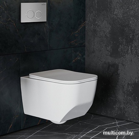 Унитаз подвесной Roxen Boro One Rimless 6 в 1 StounFix Slim 532055 (кнопка: матовая)