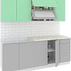 Кухня Кортекс-мебель Корнелия Мара 2.0м (салатовый/серый/королевский опал)