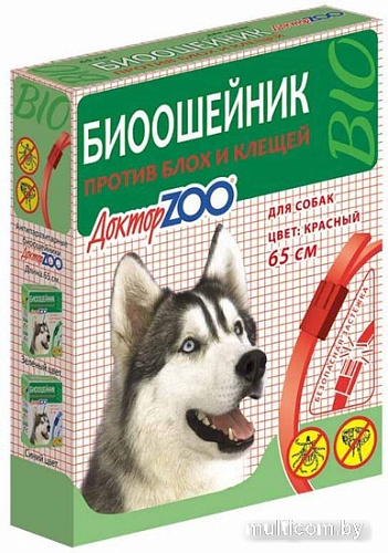 Ошейник от блох и клещей Доктор ZOO Для собак от блох/клещей (65см, красный)