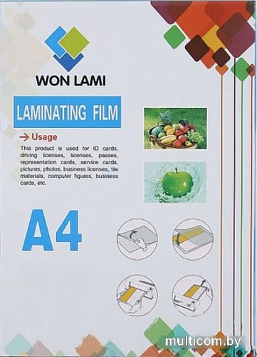 Пленка для ламинирования Won Lami матовая A4 100 мкм, 100 л