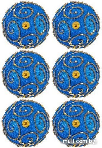 Елочная игрушка Elan Gallery Вензеля 970098 (6 шт, синий)