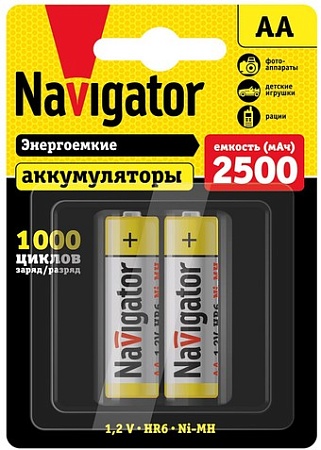 Аккумулятор Navigator AA 2500mAh 2шт NHR-2500-HR6-BP2