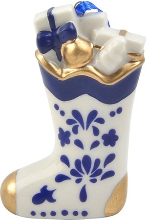 Елочная игрушка Феникс-Презент Сапожок гжель 81637 (синий/белый)